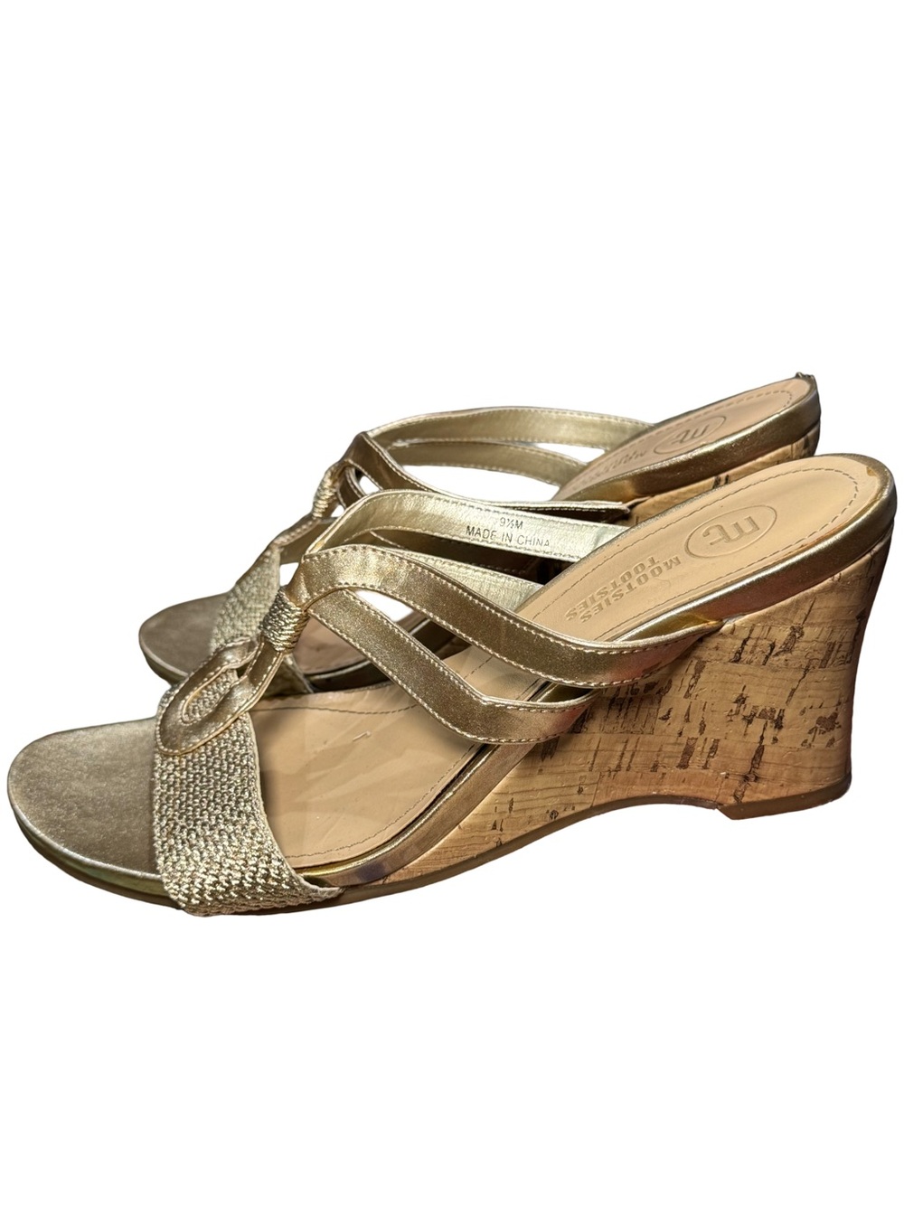🔱⚜️Mootsies Tootsies Metallic Gold Braided Strap Wedge Sandals ⚜️🔱